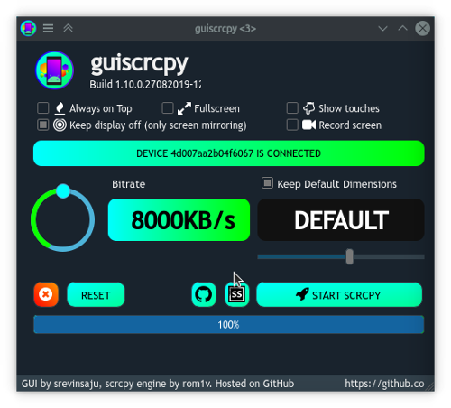 Guiscrcpy main screen Guiscrcpy main screen