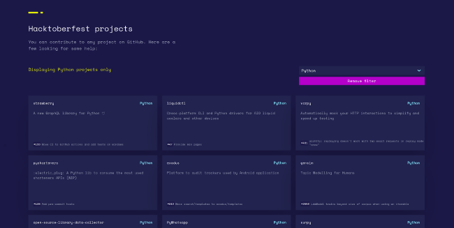 Searching for Python projects for Hacktoberfest Searching for Python projects for Hacktoberfest