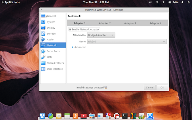 Virtualbox menu Virtualbox menu