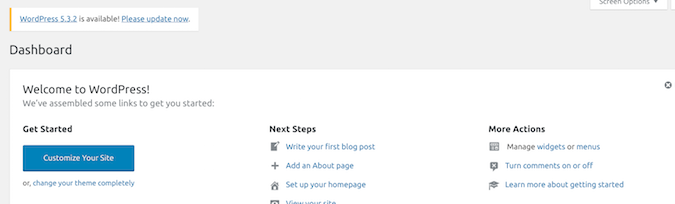 Wordpress dashboard Wordpress dashboard