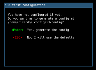 i3 initial configuration screen i3 initial configuration screen