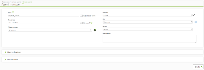 Enter basic data in the Agent Manager Enter basic data in the Agent Manager