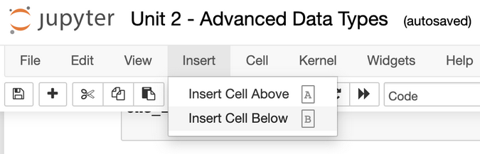 Inserting a new cell in Jupyter Inserting a new cell in Jupyter