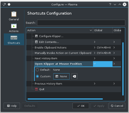 Klipper settings Klipper settings