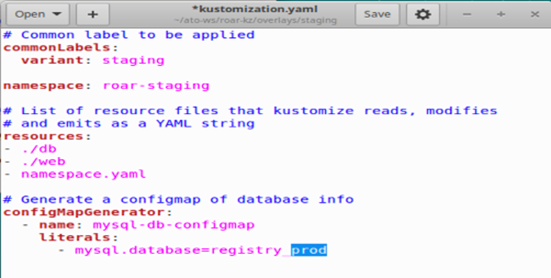 kustomization.yaml file Objects and specs from Kustomize generator
