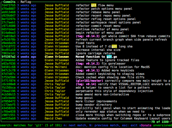 Searching commits in Lazygit Searching commits in Lazygit