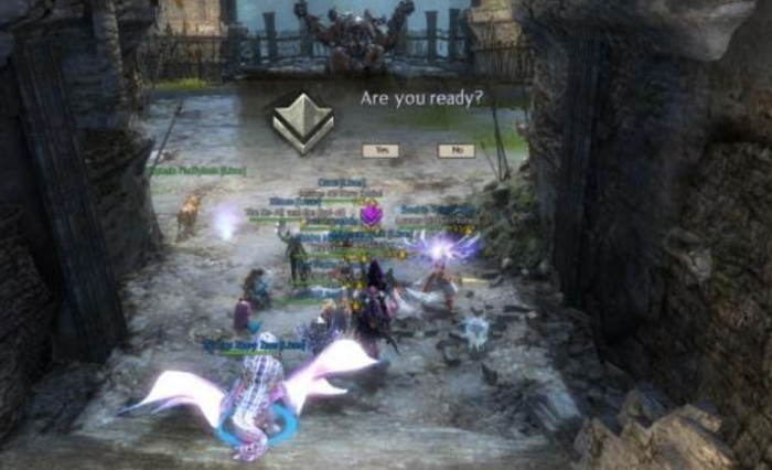 Guild Wars 2 raid team encountering Samarog. Guild Wars 2 raid team encountering Samarog.