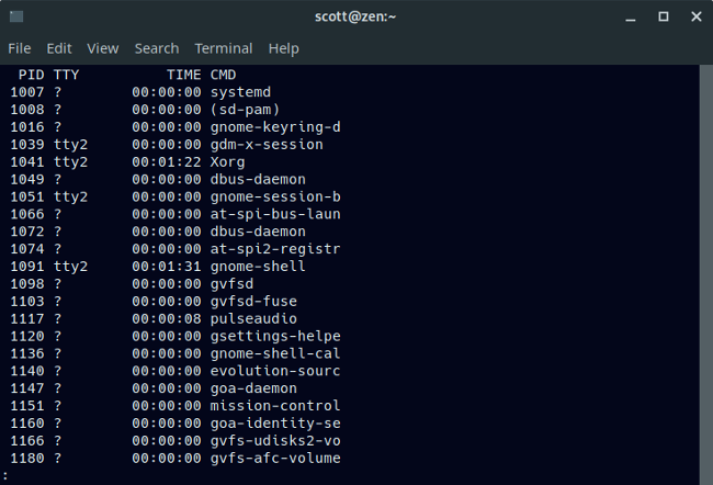 Using the ps command with more Using the ps command with more