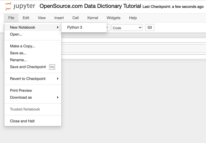 Create Jupyter notebook Create Jupyter notebook