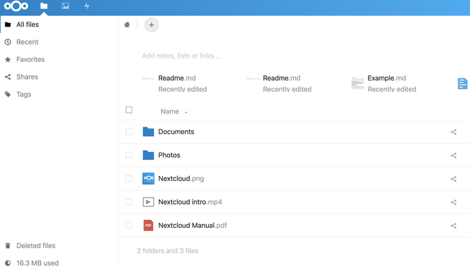 Nextcloud's UI Nextcloud's UI