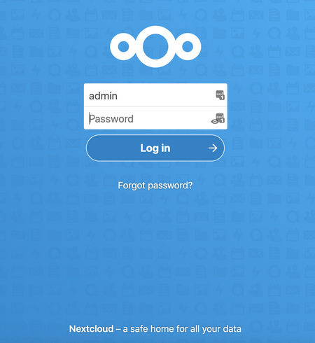 Nextcloud login Nextcloud login interface
