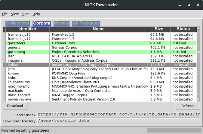 NLTK UI Installed NLTK UI Installed