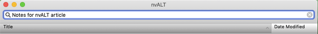 Creating a new note in nvALT Creating a new note in nvALT