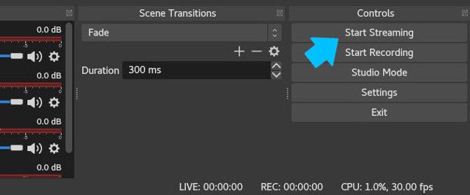 Start streaming in OBS Start streaming in OBS
