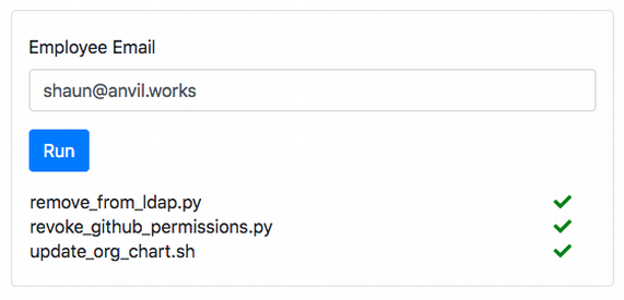 Offboarding web app interface Offboarding web app interface