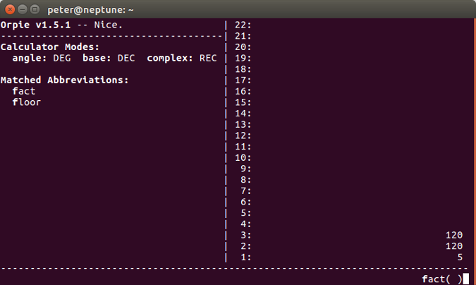 Orpie functions Orpie functions