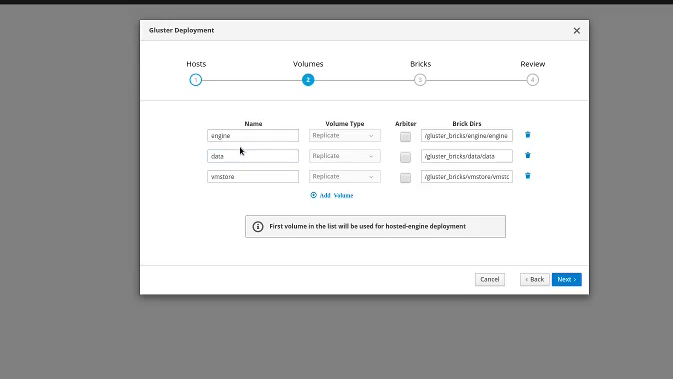 Setting up the Gluster volume