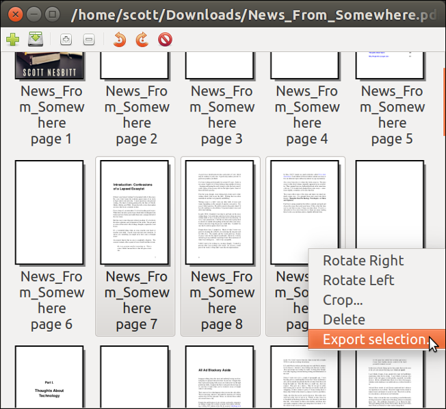 PDF-Shuffler - exporting a file PDF-Shuffler - exporting a file