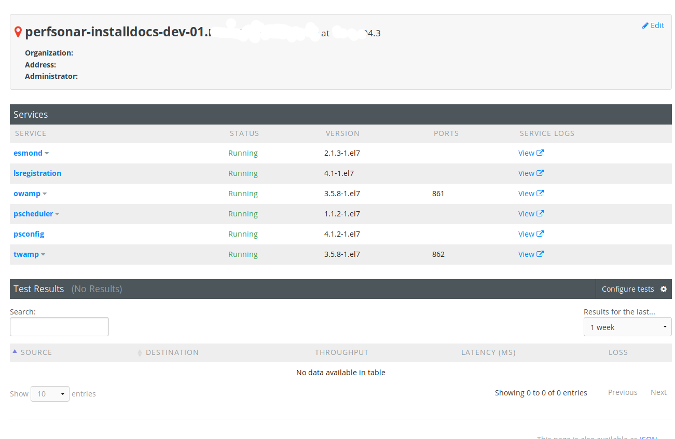 PerfSonar web frontend PerfSonar web frontend