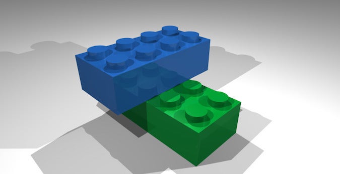 POVray blue and green brick render POVray blue and green brick render