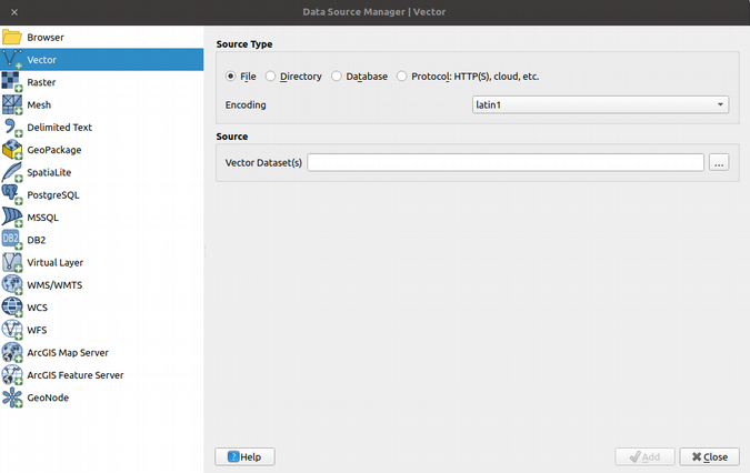 Add Vector Layer data browser Add Vector Layer data browser