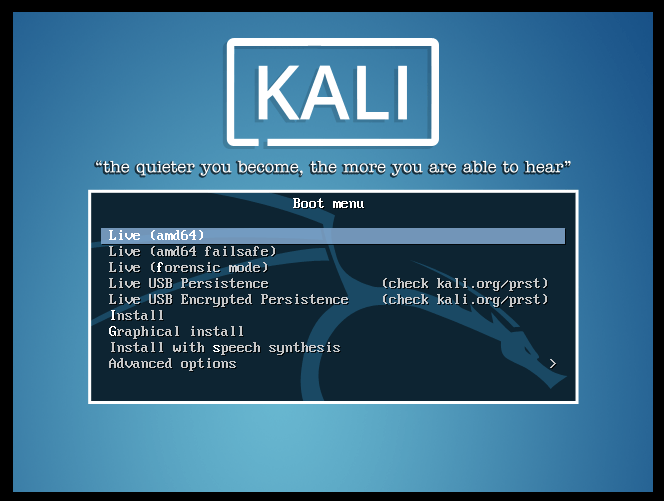 Kali Linux x86 boot screen Kali Linux x86 boot screen