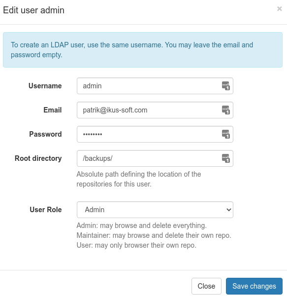 Rdiffweb edit user Rdiffweb edit user