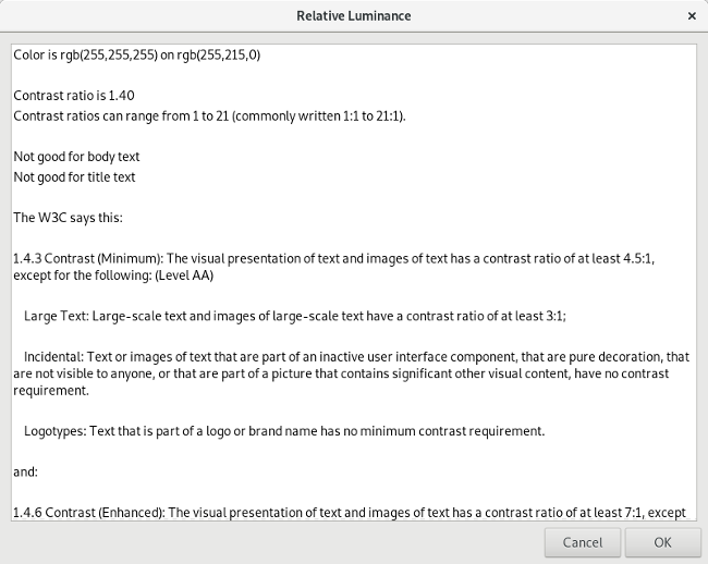 Relative luminescence Calculating contrast ratio of white and gold