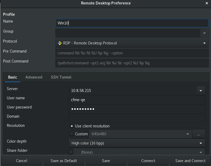Creating a saved remote desktop connection Creating a saved remote desktop connection