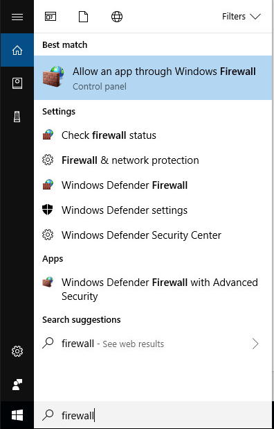 Finding firewall settings Finding firewall settings