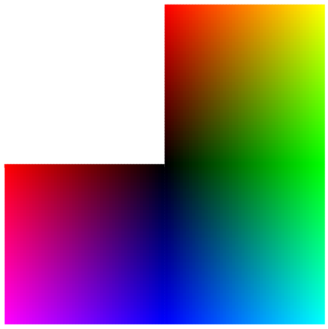 First half of RGB cube First half of RGB cube