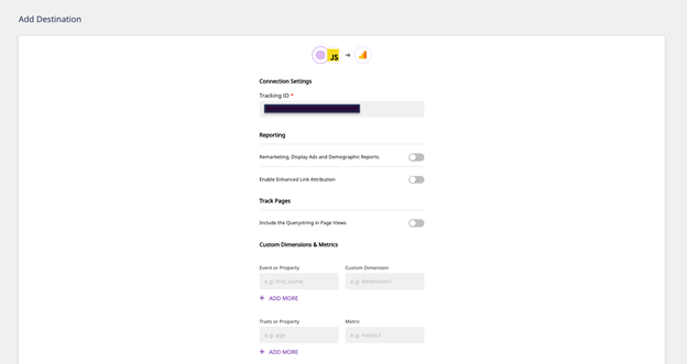 RudderStack connection settings