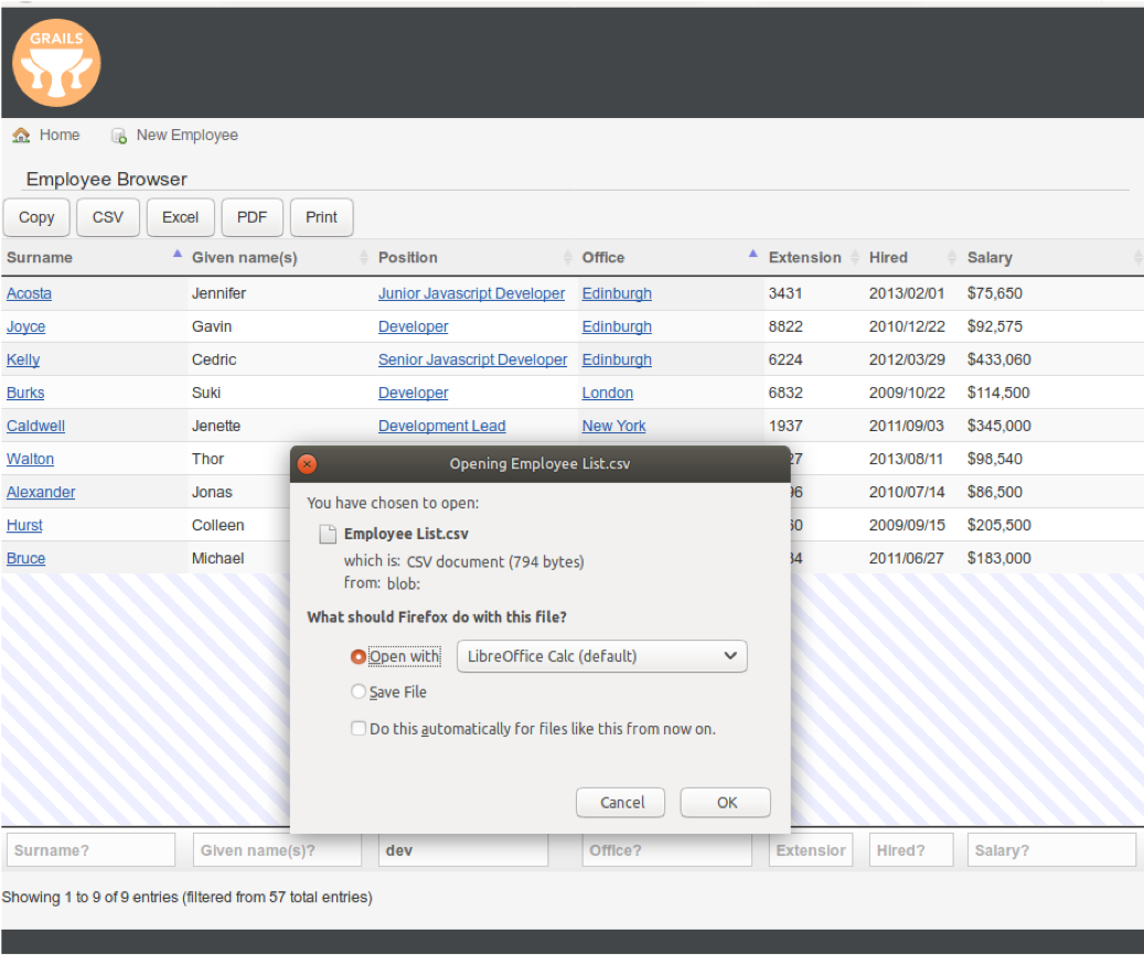 Click on CSV button screenshot Click on CSV button