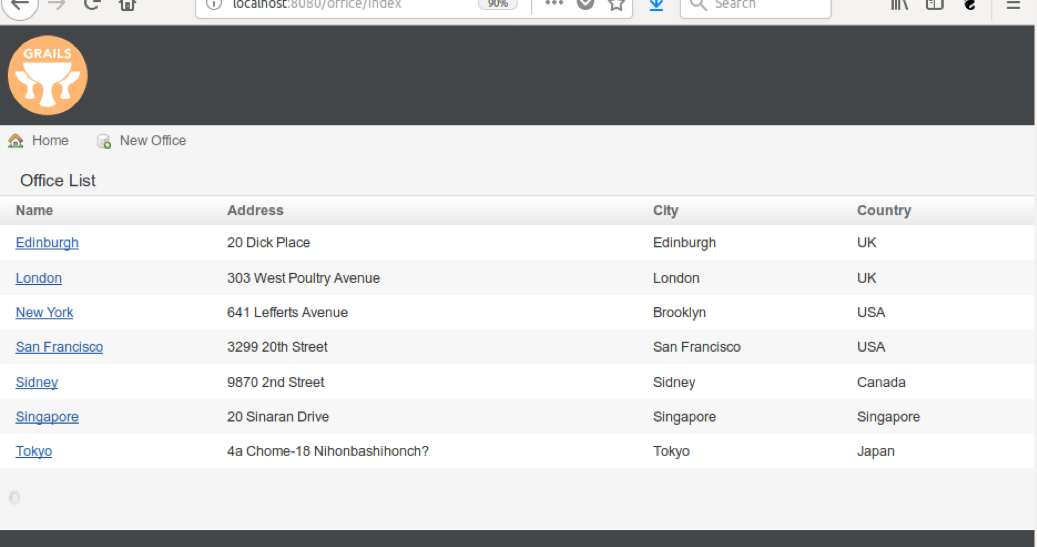 Office list screenshot Office list
