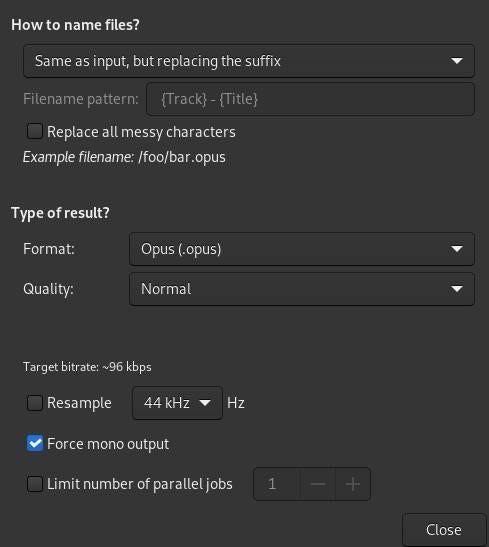 SoundConverter preferences SoundConverter preferences