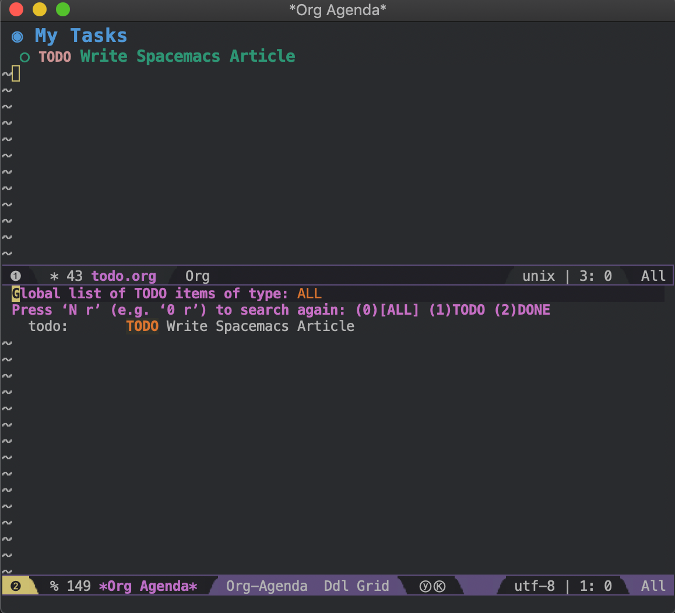 Spacemacs todo.org and the Org todo agenda Spacemacs todo.org and the Org todo agenda