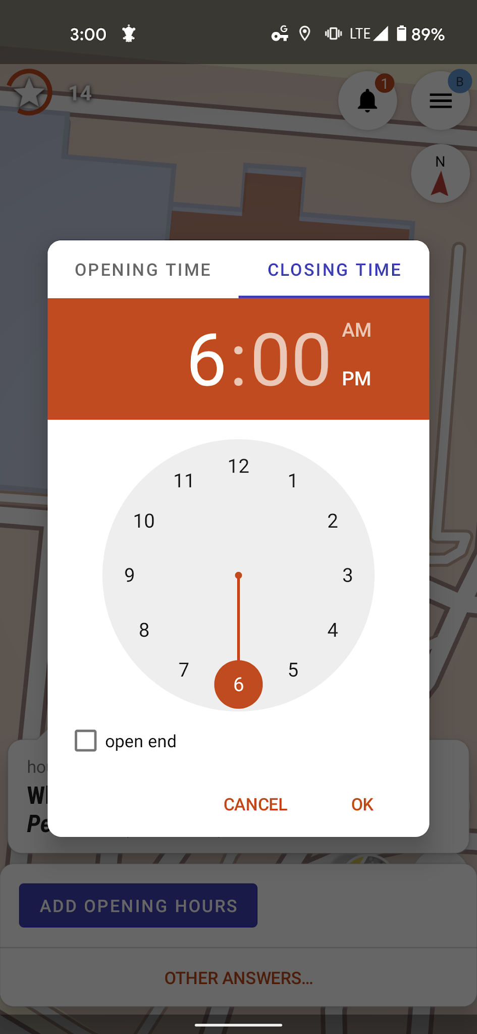 Select open and closing hours Select open and closing hours