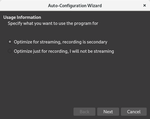 OBS auto-configuration wizard OBS auto-configuration wizard