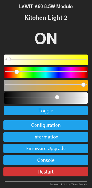 Tasmota user interface Tasmota user interface