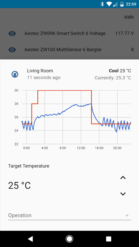 The thermostat interface on a smartphone The thermostat interface on a smartphone