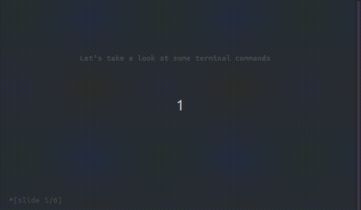 Typing a command on a slide with tpp Typing a command on a slide with tpp