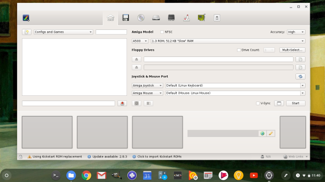 Chromebook running FS-UAE Chromebook running FS-UAE