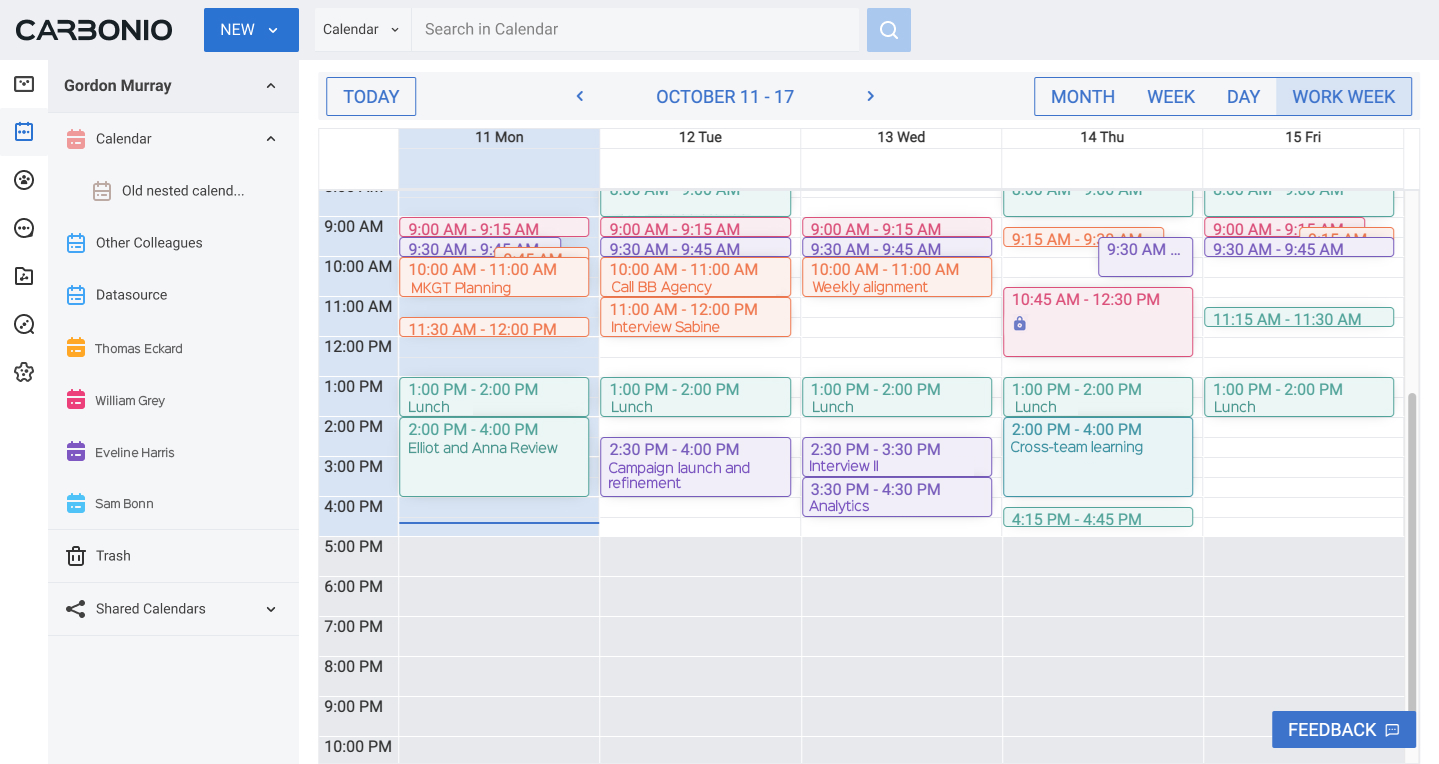 Drag-and-drop in calendar Carbonio calendar