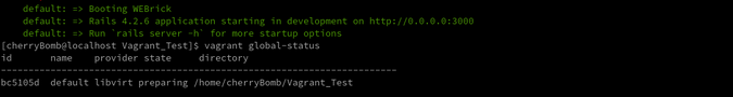 Verifying with the vagrant status command Verifying with the vagrant status command