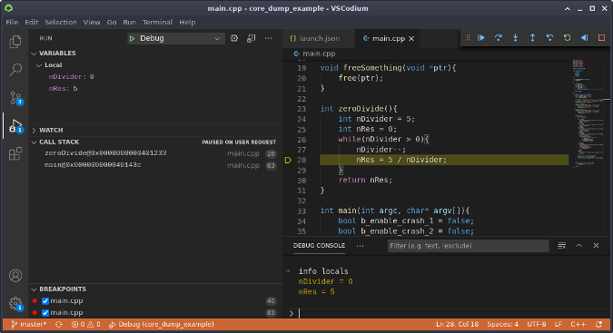 GDB in VSCodium GDB in VSCodium