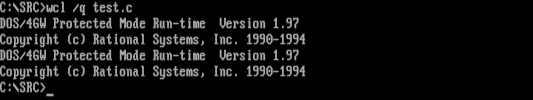 Use the /Q ("Quiet") option to make OpenWatcom print less output compiling with OpenWatcom