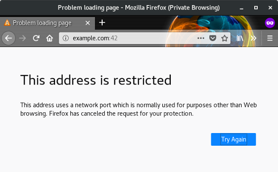 Navigating to a nonstandard port produces an error Navigating to a nonstandard port produces an error
