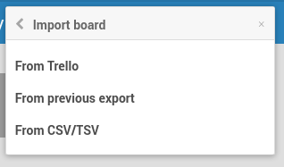 Wekan import board screen