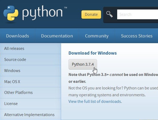 Installing Python on Windows Downloading Python on Windows