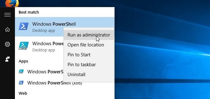 Run Powershell as admin Run Powershell as admin